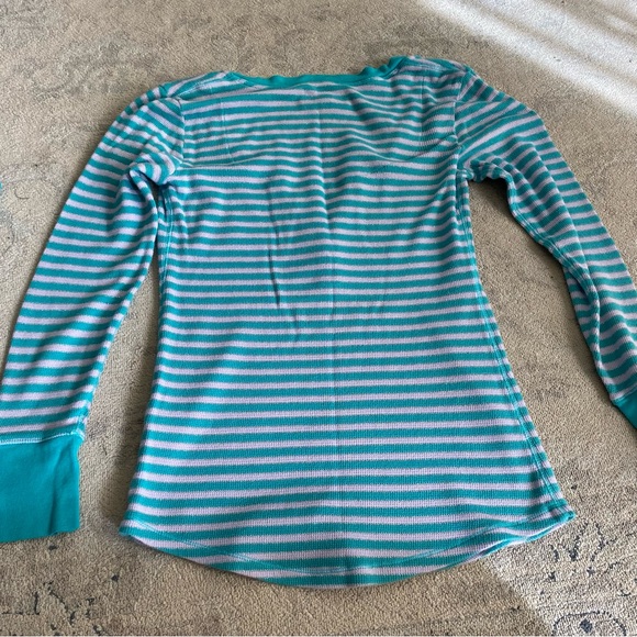 Victoria’s Secret Thermal Pajama Set Pants Henley Top Striped Metallic Small - Picture 5 of 15